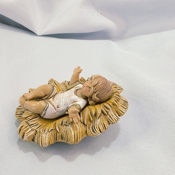 Fontanini Baby Jesus With Cradle Figure Rare Resin 2 Piece 4 Inch 1993 - Picture 3 of 9